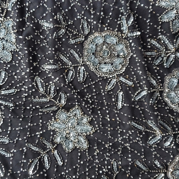 Pisarro Nights Black Vintage Maxi Beaded Sequin Gown 8 - Picture 4 of 8